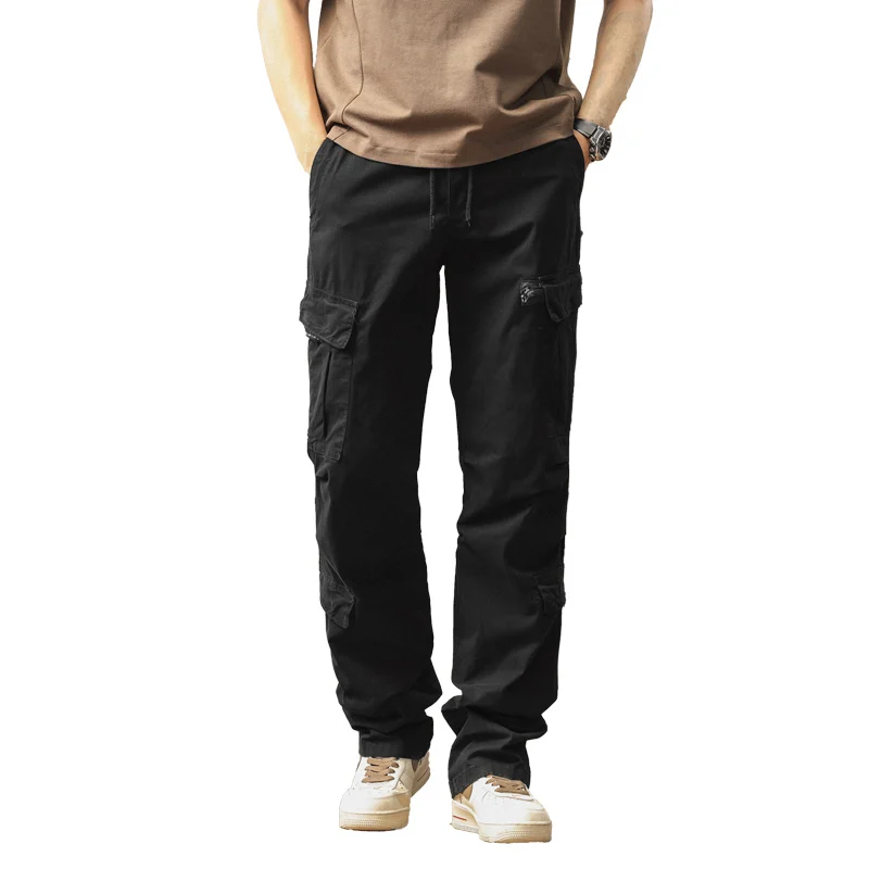 

Men Cargo Pants Male Vintage Multi Pocket Loose Fit American Style Casual Cloth Pants High Street Outdoor Resistant Work Pants