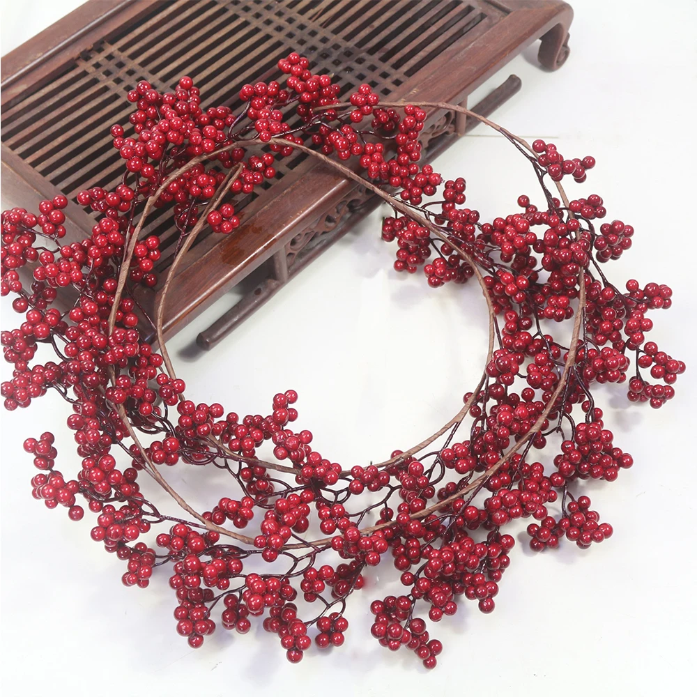 

Christmas Garland Artificial Berry Plants Vine Green Red Berry Vine Garden Christmas Decoration Home Accessories Photo Props