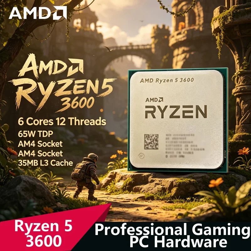 

AMD Ryzen 5 3600 Tray CPU｜6C12T,4.4GHz Boost,12MB L3 Cache,AM4 High Performance Desktop Gaming Processor,Loose No Retail Box