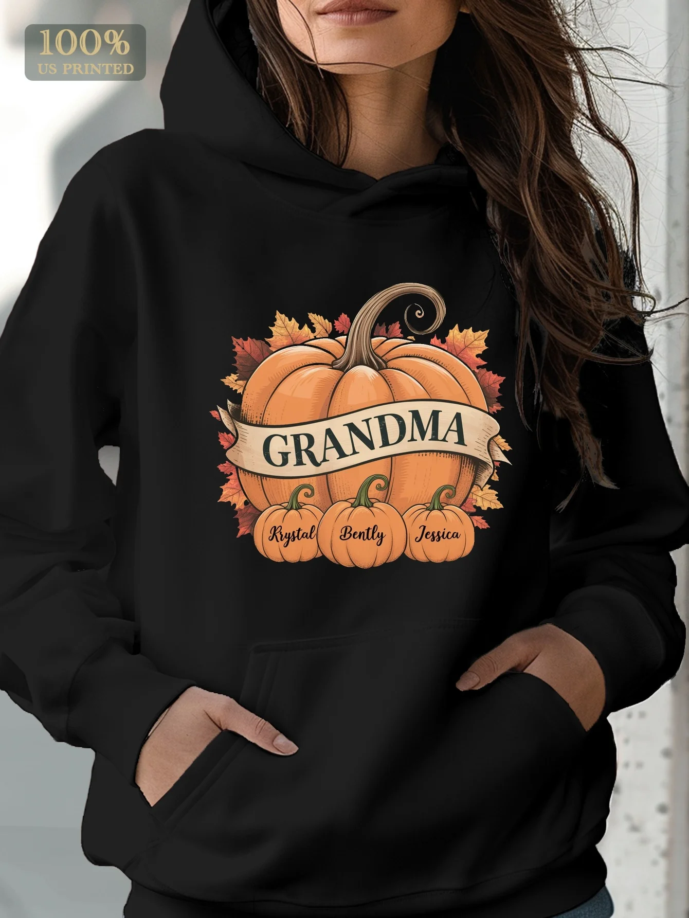 

Grandma Pumpkin Illustration Women's Hoodies Women Clothing