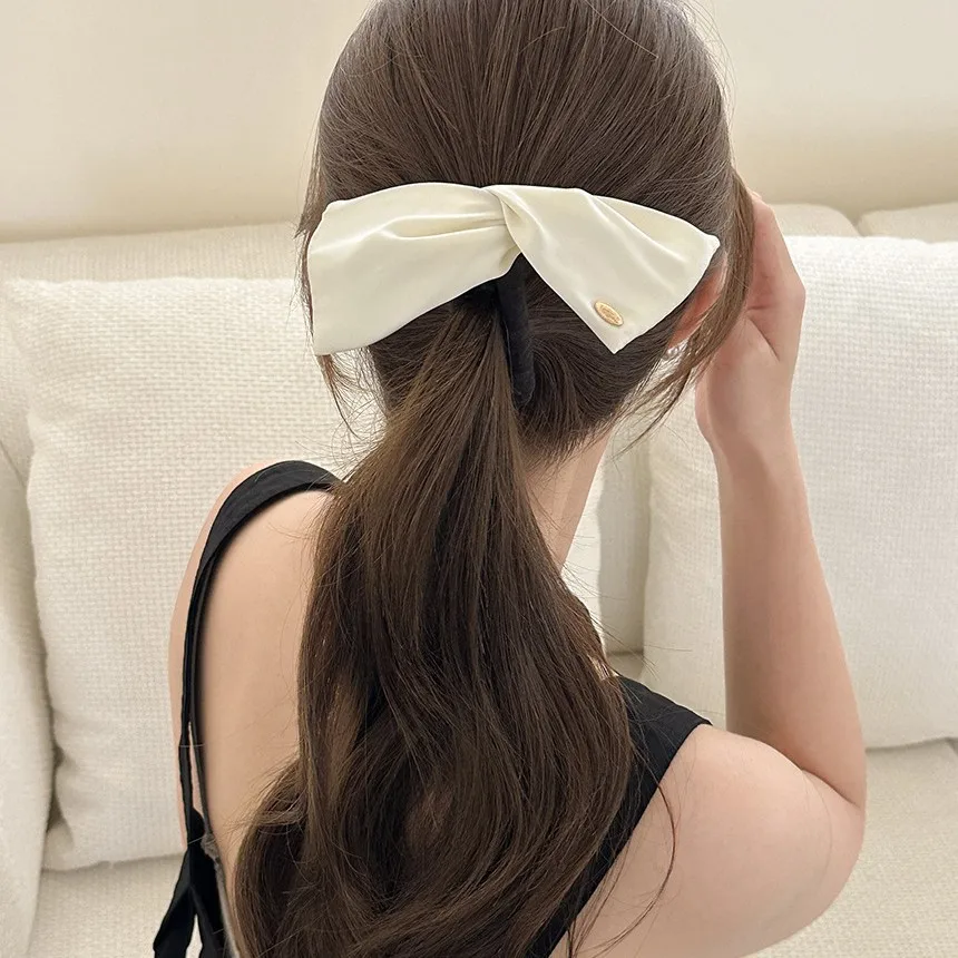 Satin Polka Dot Adjustable Wing Twist Banana Clip For Women Back Head High Ponytail Premium Daily High Quality