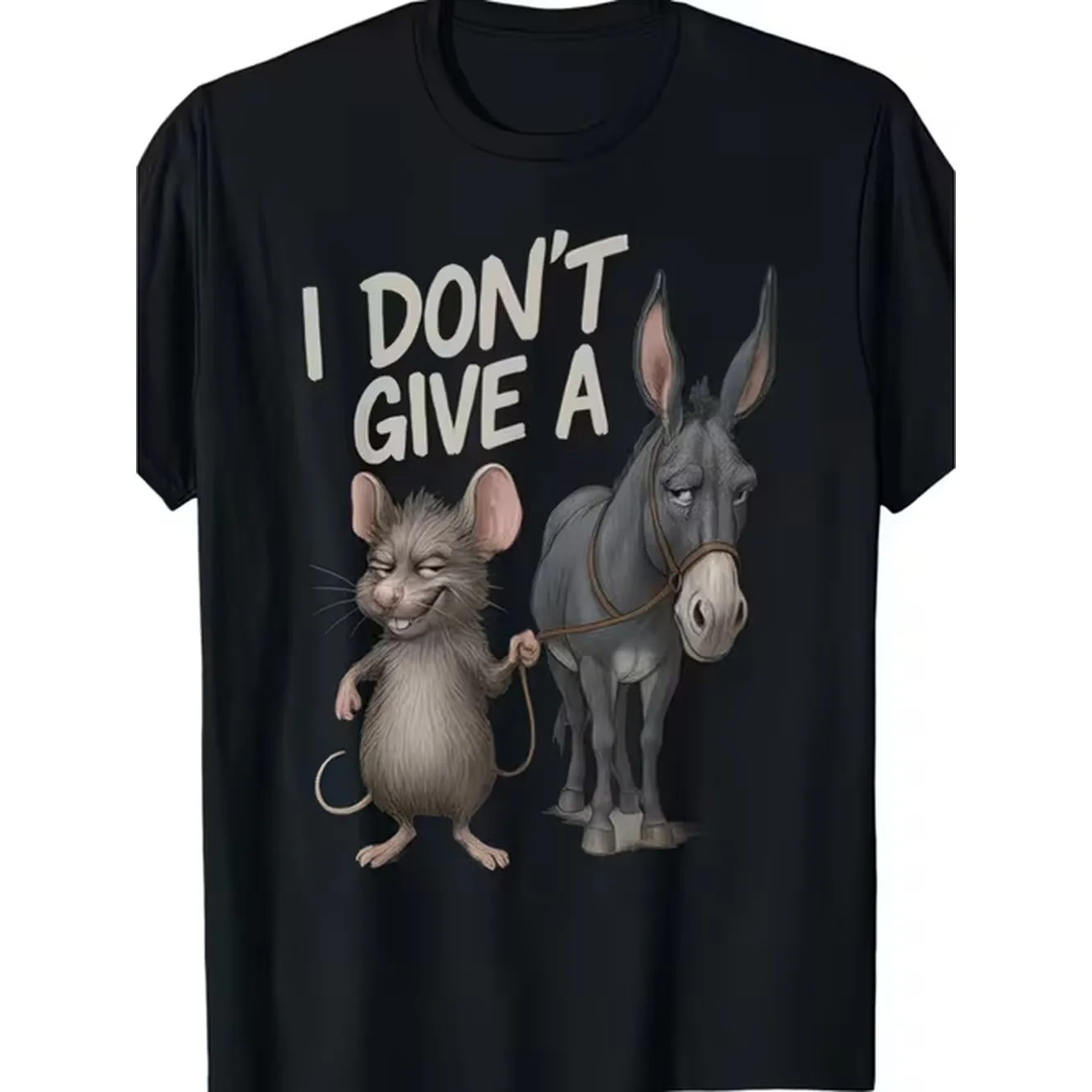 Funny Sarcastic Rat Donkey Meme T Shirt I Dont Give A Graphic Tee With Donkey Rat Characters Soft Breathable Shirt For Men Women Apparel Casual