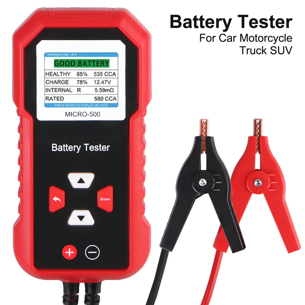 For Motorcycle Truck SUV Battery Capacity Tester Car Battery Tester Micro-500 Portable Multifunctional Repair Tools 12V