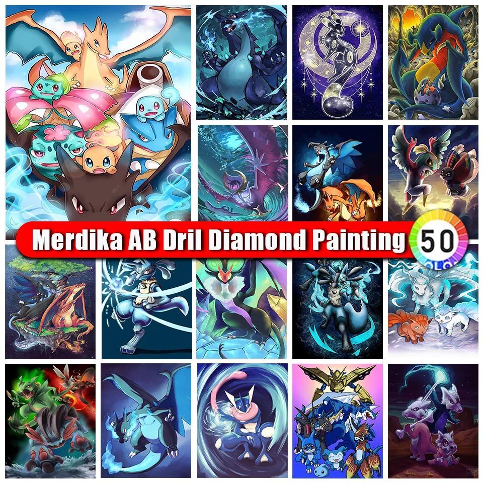 

Merdika AB Diamond Painting Pokemon Anime New Collection 2023 Square Round Diamond Embroidery Mosaic Cartoon Cross Stitch Art