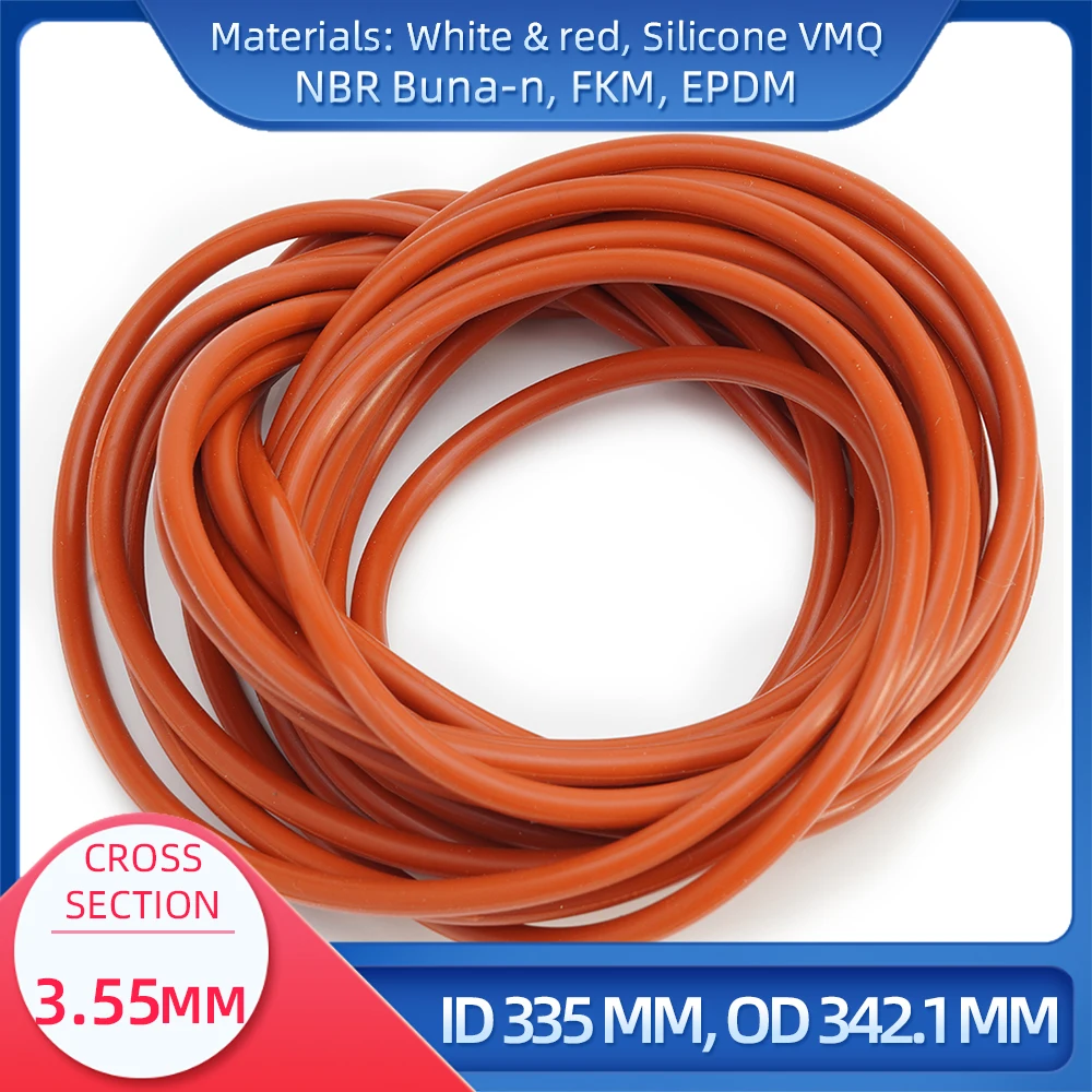 

O Ring CS 3.55 mm ID 335 mm OD 342.1 mm Material With Silicone VMQ NBR FKM EPDM ORing Seal Gask