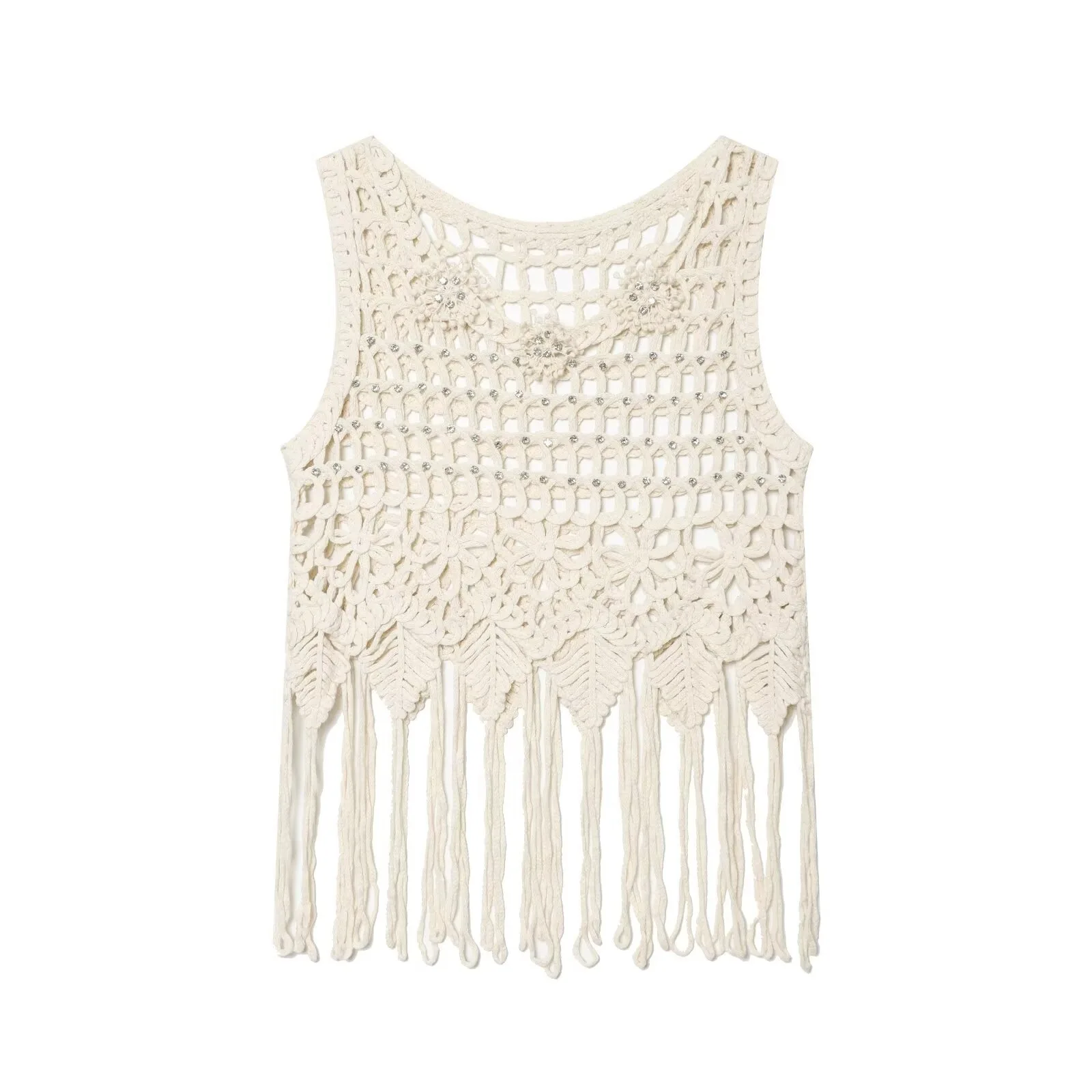 ins cross-border European and American 2026 summer new style temperament brick tassel knitted vest top