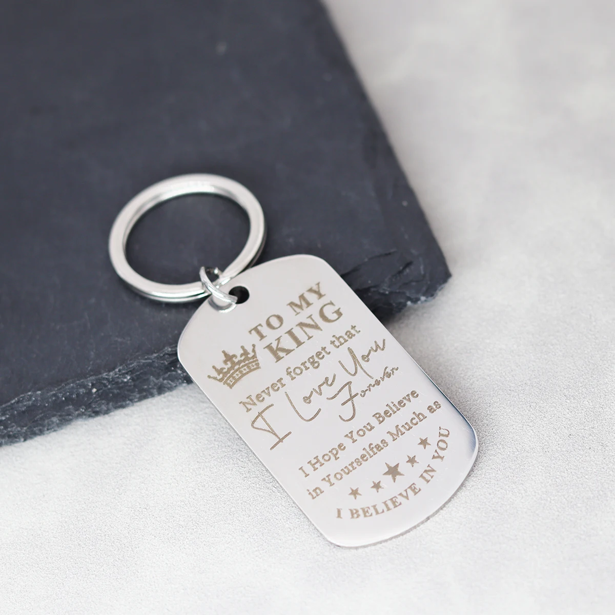 Nedar To My King I Love You Keychain Pendant Anniversary Valentine's Day Gift Crown Key Chain Boyfriend Husband Birthday Keyring