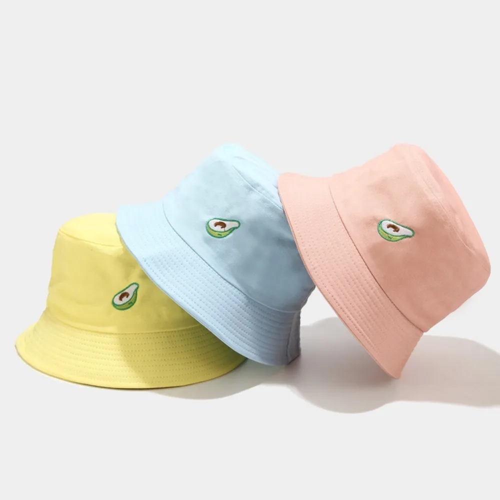 

Новая рыбацкая шляпа с вышивкой авокадо для мужчин и женщин, складная модная шляпа-тазик из чистого хлопка, летняя уличная трендовая шляпа для пар