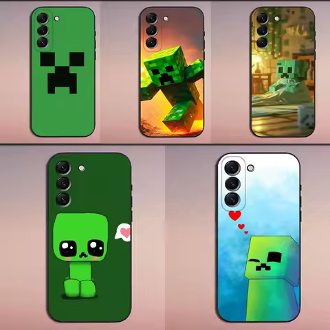 Green Pixel Monster Creeper Phone Case For Samsung Galaxy A20,A21s,A22,A31,A32,A52,A53,A72,73,A80 Soft Black Cover