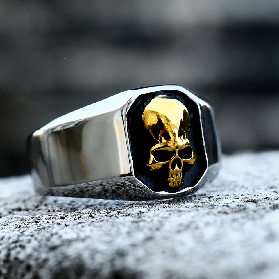 NEW Men\'s 316L stainless-steel rings Punk Rock Gothic skull ring for teens fashion Jewelry for gift free shipping