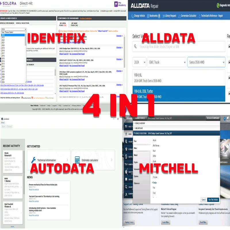 2024 Online Account One Year Subscription for Alldata Mitchell Identifix Autodata Car Workshop Repair Software Information