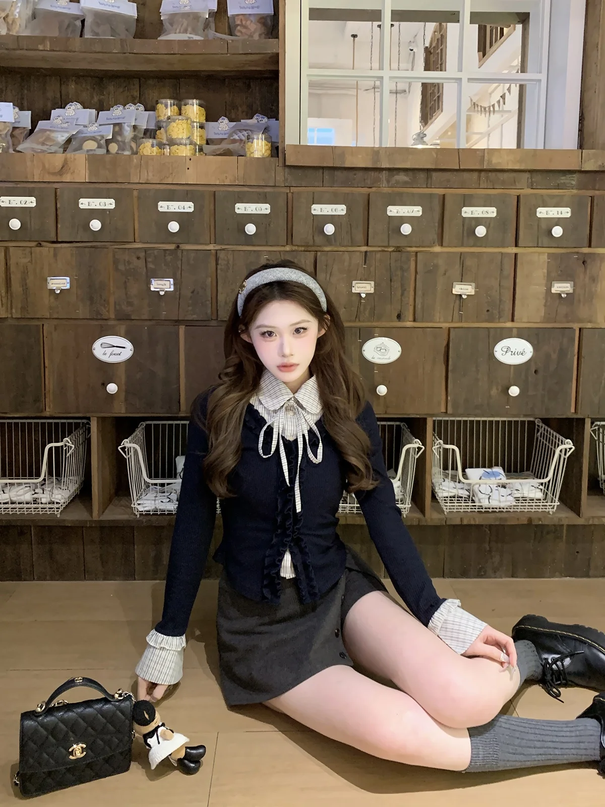 

Mochi V-ne Fake Two-Piece Versatile Slimming New Sle Women's Knitted Top Spring 2026 Faion Ladies' Premium Clothing