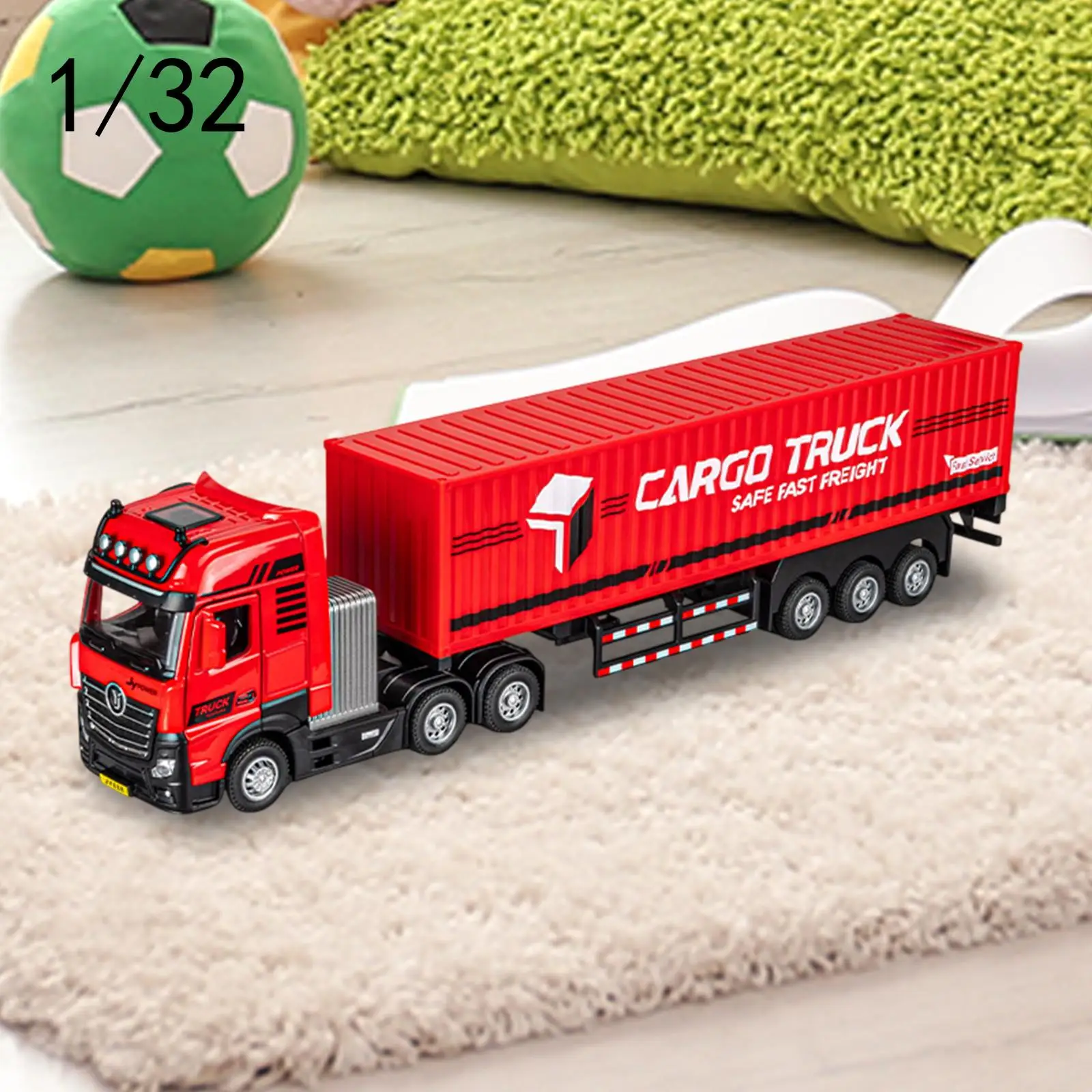 

1:32 Alloy Container Truck Model Sound Light Pullback Truck Diecast Toy for Toddlers Kids Boys 3 4 5 Year Old Indoors Outdoors