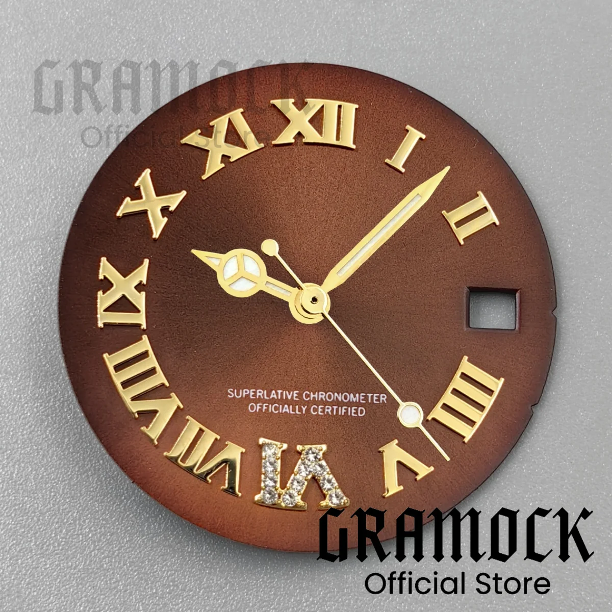 GRAMOCK 25 مللي متر ساعة رومانية بنية الطلب الأيدي Sunberst الماس الهاتفي ل NH15 التلقائي سيدة 31 مللي متر ساعة اليد تعديل الملحقات