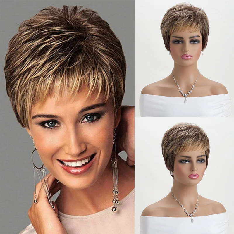 

New Synthetic Fiber Hair European and American Style Wig Short Hair Cap for Women