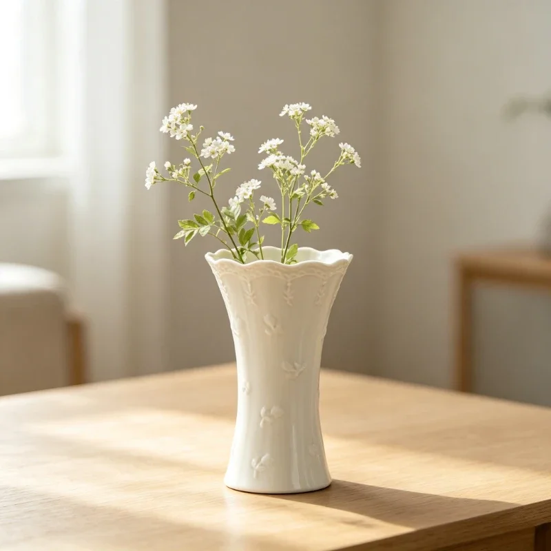 Light Luxury French Retro Ceramic Vase Hydroponic Flower Relief High-end Home Decoration Decoration