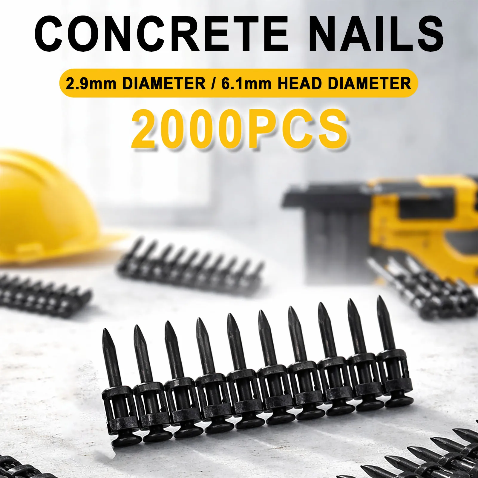 

2000PCS 2.9mm Hardened Steel Concrete Nails 19/22/25/27/32/38mm Drive Pins for Gas Power Tools High Strength Fasteners Wood Wall