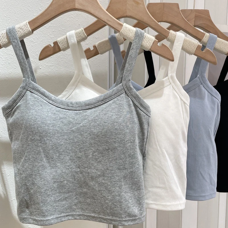 Summer Tank Tops with Breast Pads Women Sexy Sleeveless Slim Crop Top Basic T-shirt Vest Lingerie Bras Tube Tops Hot Underwear