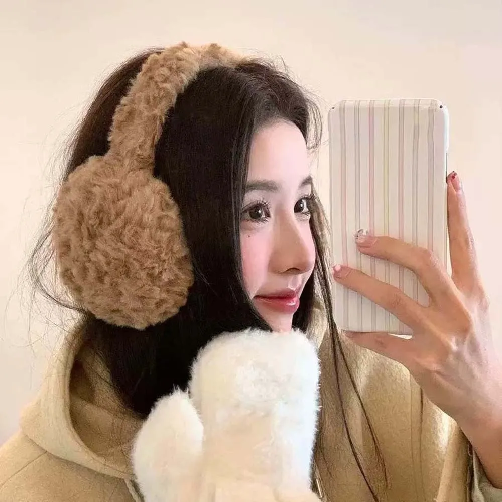 Fashion Windproof Solid Color Earmuffs Soft Foldable Ear Cover Korean Style Ear Warmers Winter Thicken Earflap Women