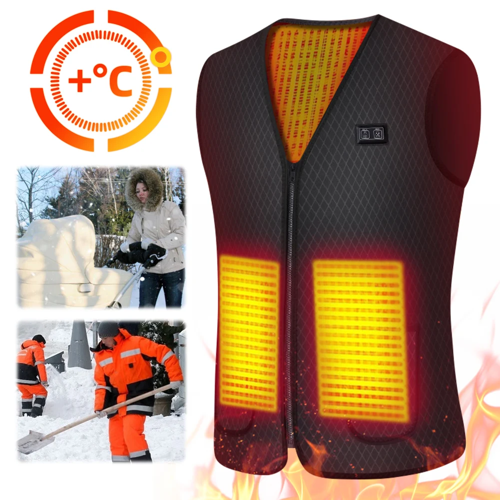 7 Areas Heated Vest Electric Heating Vest Thermal Heated Waistcoat Washable Electric Heating Gilet for Camping Fishing Skiing