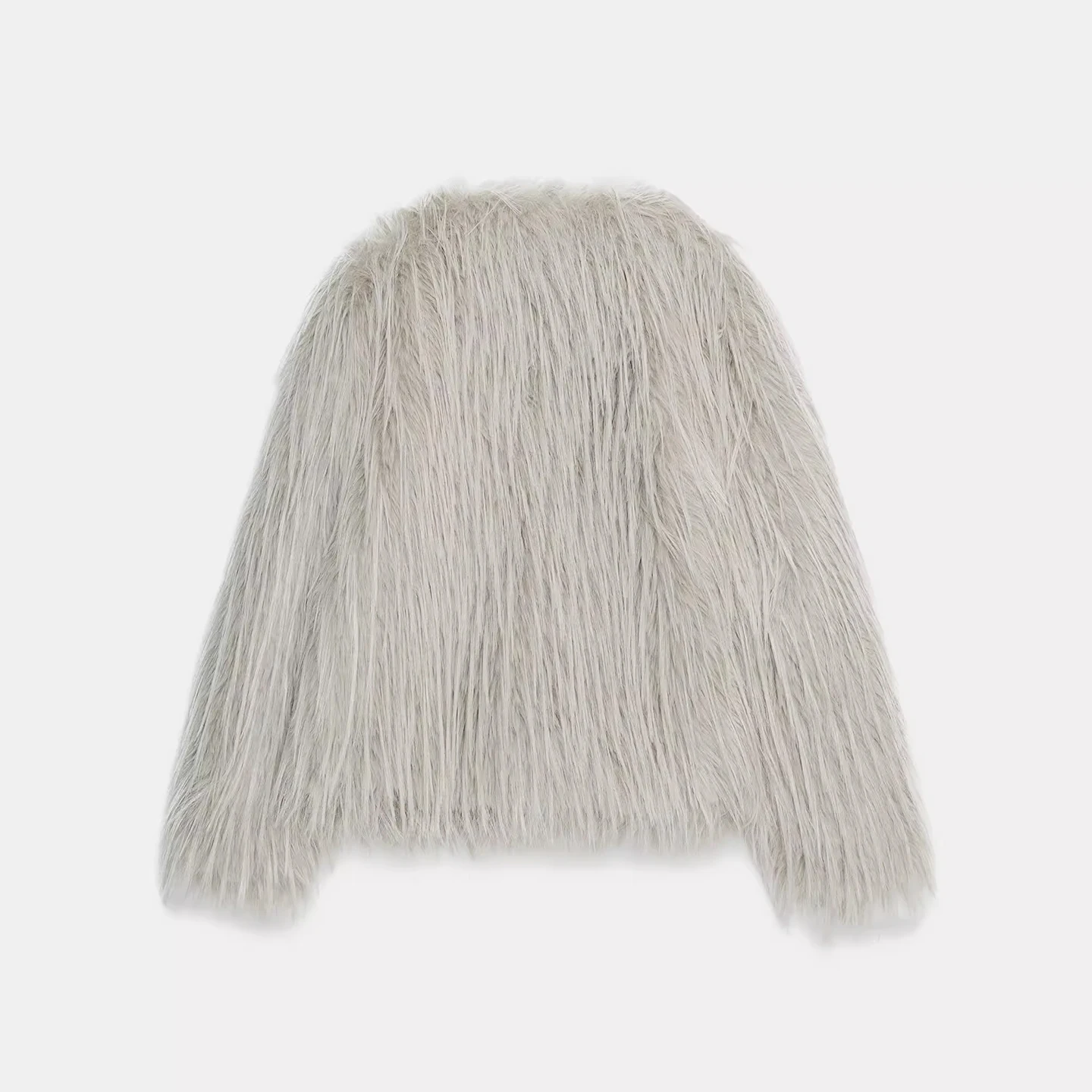 Sztuczny futro z efektem futra, płaszcz damski, odzież wierzchnia, nowość 2025, dopasowany krój, długość ort, włókno poliestrowe