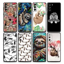 Divertente bradipo Flower S24Ultra custodia per Samsung Galaxy S21 S20 FE S22 Ultra S10 S23 5G S24 Plus Soft Cover Funda Tree Sloths Animal