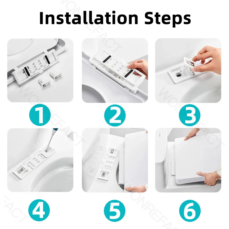 Bathroom Toilet Lid Easy Installation Widened Arc Toilet Lid Round Toilet Seat Elongated Oval Seat Silent Closed Seat（White）