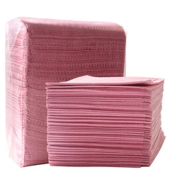 Disposable Nail Manicure Table Mat Pink Waterproof Nail Art Paper 3 Ply Foldable Tatto Bibs Pads Nail Salon Manicure Pad 17inch