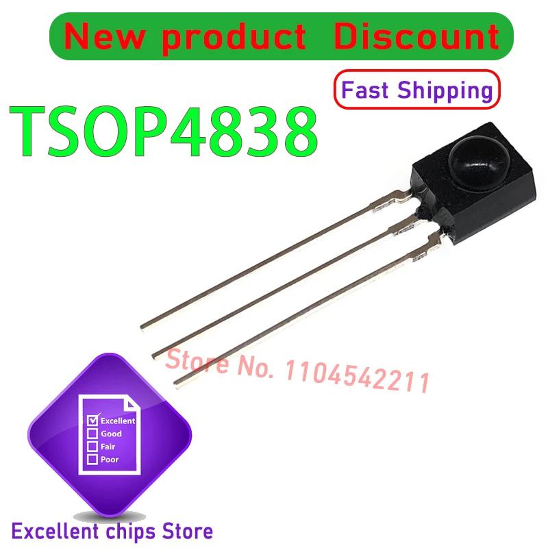 TSSP4038 TSSP4038SS1XB TSOP4838 TSOP34838 DIP-3 New Original Infrared Receiver Module Light Barrier System 10ppcs/lot