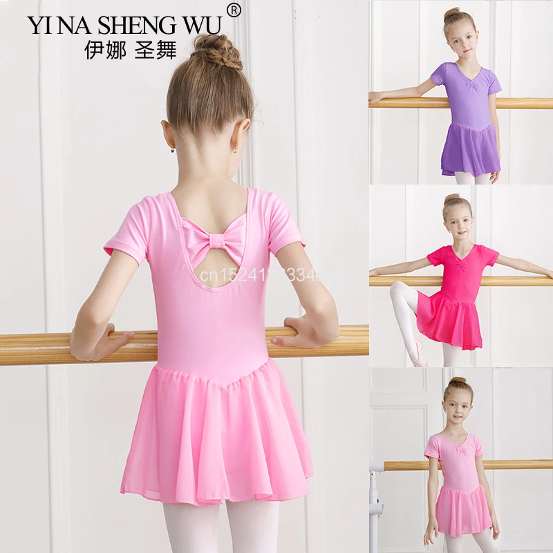 

Балетное платье с длинными/короткими рукавами, балетное трико для девочек, детская хлопковая танцевальная одежда, тренировочное платье, шифоновое трико с юбкой, праздничные костюмы
