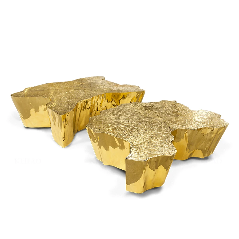 

Luxury Unique Design Eden Gold Center Table Nordic Design Golden Stainless Steel Tree Trunk Coffee Tables for Hotel