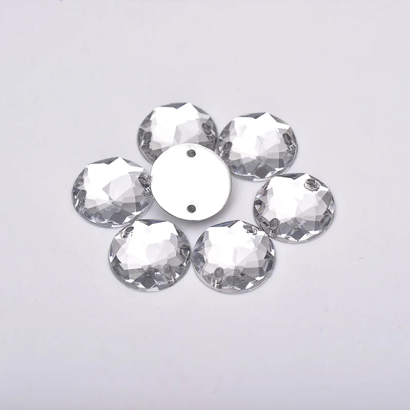 JUNAO 6 8 10 12 18 20 30 52mm cucire su Clear AB strass Appliques Flatback Round acrilico Crystal Stones cucito Scrapbook Beads