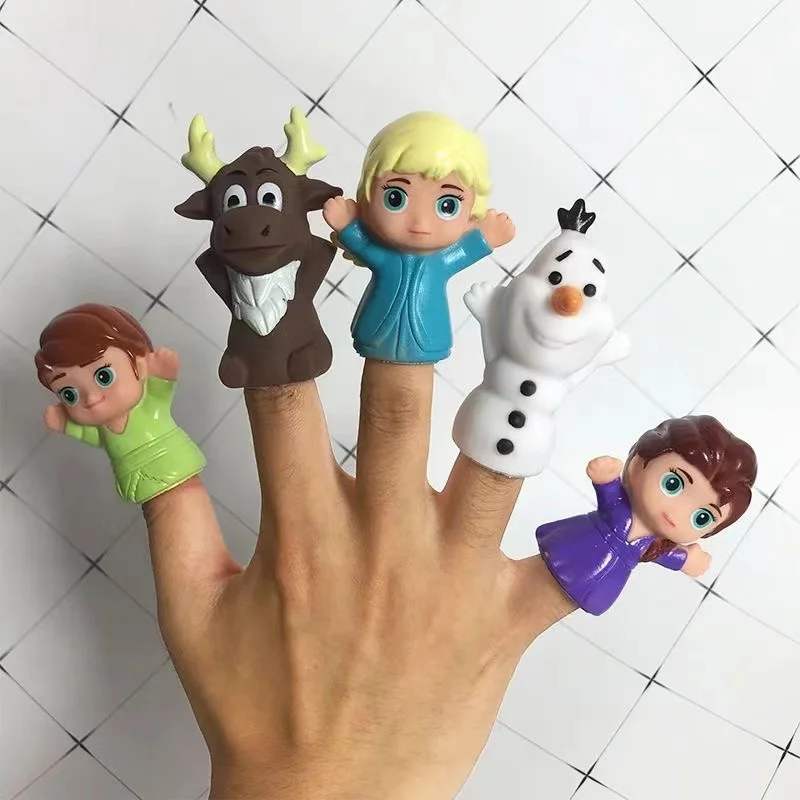 Disney 5Pcs/Set Frozen Model Doll Simulation Animal Set Soft Glue Baby Interactive Hand Puppet Finger Toy Christmas Gift