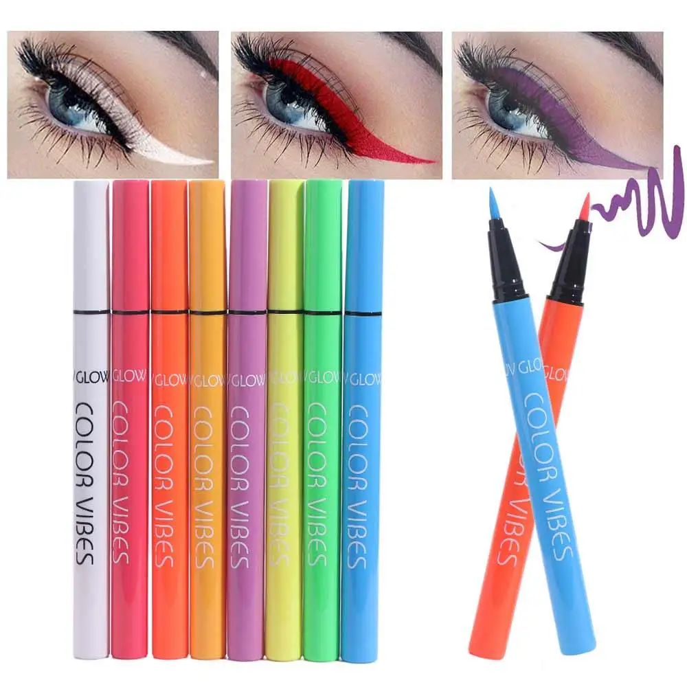

Non-Smudge Uv Fluorescent Eyeliner Glow in Dark Purple Yellow Eyeliner Gel Pen Matte Long Lasting Colorful Eyeliner Pencil