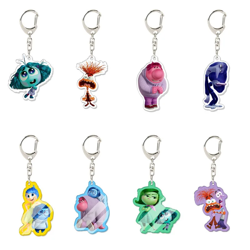 

2024 New Inside Out Double-Sided Acrylic Keychain Cute Cartoon Animation Anxiety Anger Joy Backpack Pendant Decoration