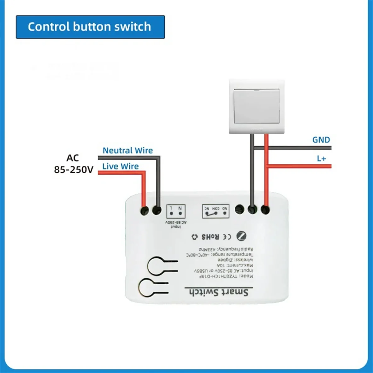 N21R Tuya Smart Zigbee Switch with Temperature Sensor Passive Dry Contact Zigbee Relay Work with Home Assistant AC 85-250V