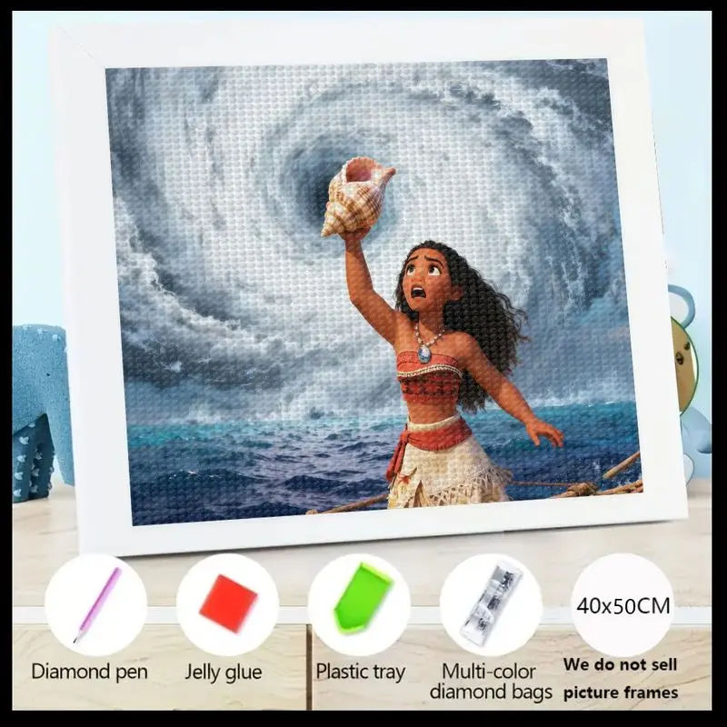 

1 шт. Моана алмазная живопись 5D полная дрель DIY Дисней принцесса океан приключения тема кристалл художественный комплект, сверкающая вышивка стразами