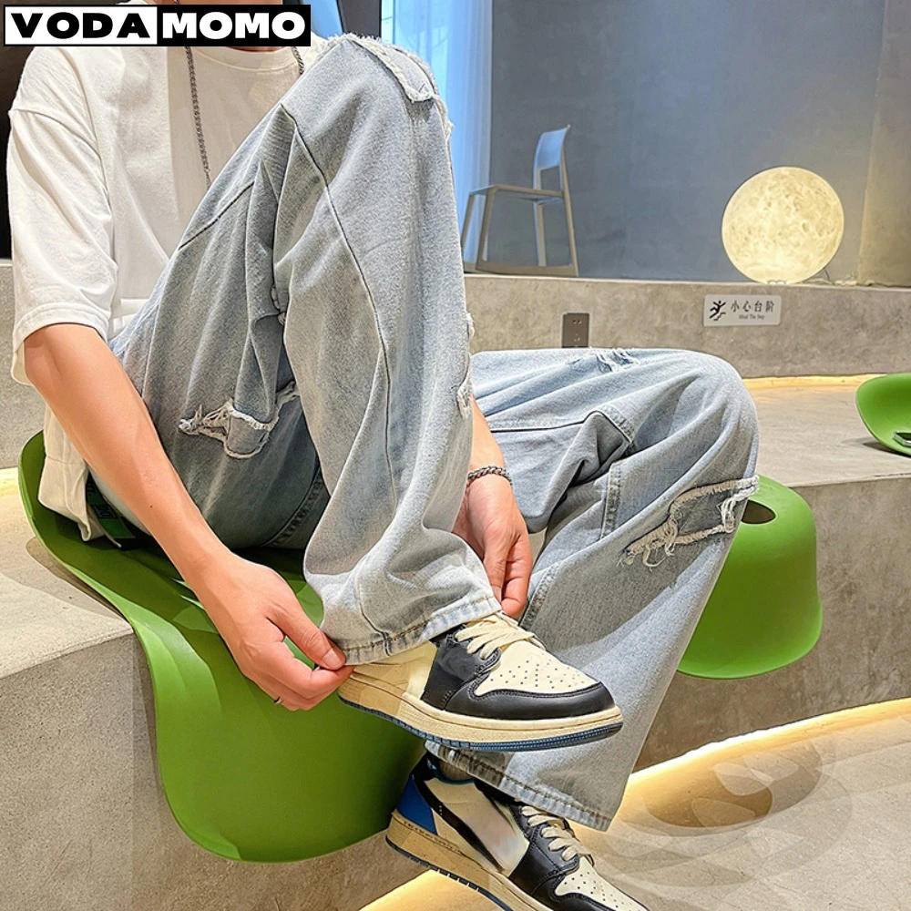 

2024 New Men's Jeans Unisex Wide Leg Denim Trousers Loose Straight Men's Jeans Beautiful Men's Casual Hip Hop Jeans y2k Pants