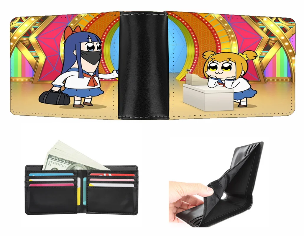 

anime Pop Team Epic wallet Boys Girls Coin Carroon purse teenagers Card Holder PU Short Purse Men Women wallet