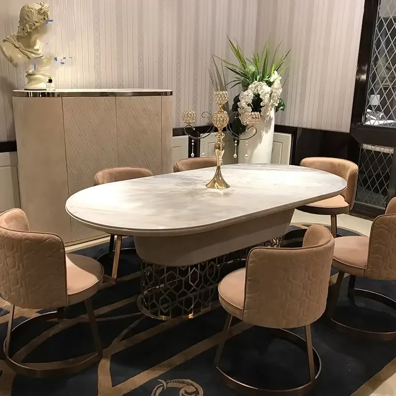 #Italian Design Minimalist Slate Dining Table Simple Modern Restaurant Nordic Ins Marble Top Dining Table Set for Home