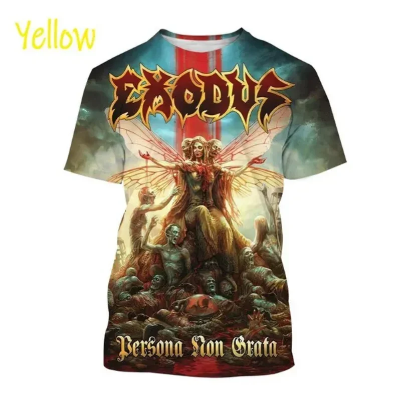 Fashion Men Clothing Metal Rock Exodus Band 3D Print T-shirt Hip Hop Street Unisex Oversized T Shirt Harajuku Short Sleeve Tops