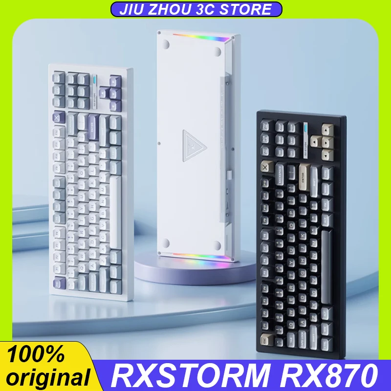 

Rxstorm RX870 Mechanical Keyboard Bluetooth 2.4G Tri-mode Wireless Hot Swap TTC Gasket RGB USB Laptop Gamer PC Gaming Keyboard