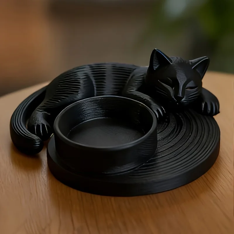 

1pc Black Cute Cat Silhouette Candle Holder Warm Ambience Tealight Stand Art Home Decoration For Living Room Bedroom Tabletop
