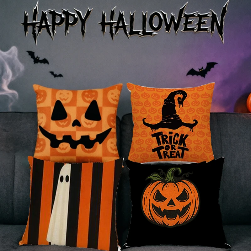 Halloween Pillow Cover, Halloween Horror Expressions Home Decoration Living Room Sofa Cushion Cover
