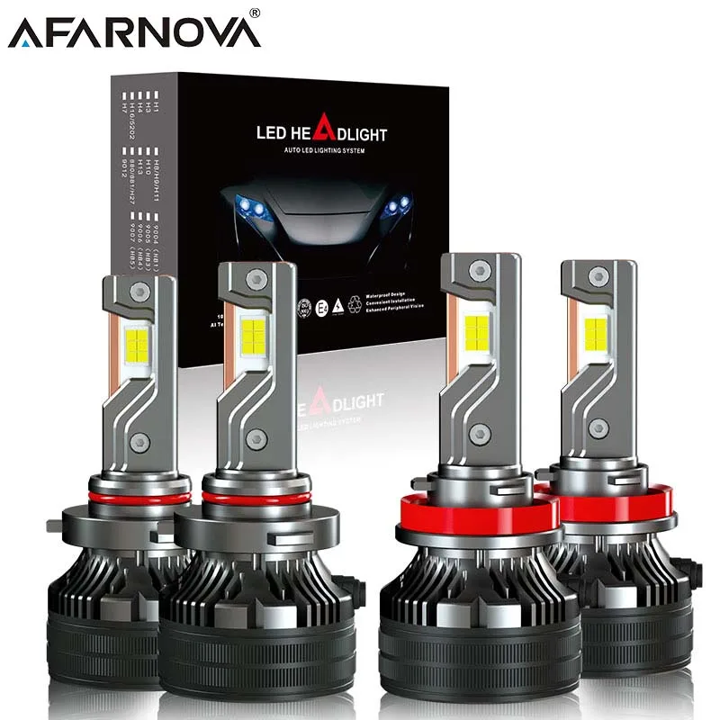 High Power H11+9005 H4 H11 Led Headlight Bulb 9006 9005 H1 H3 HB3 HB4 H8 H7 H13 Car Headlamp With Fan Three Coper Tubes Lights