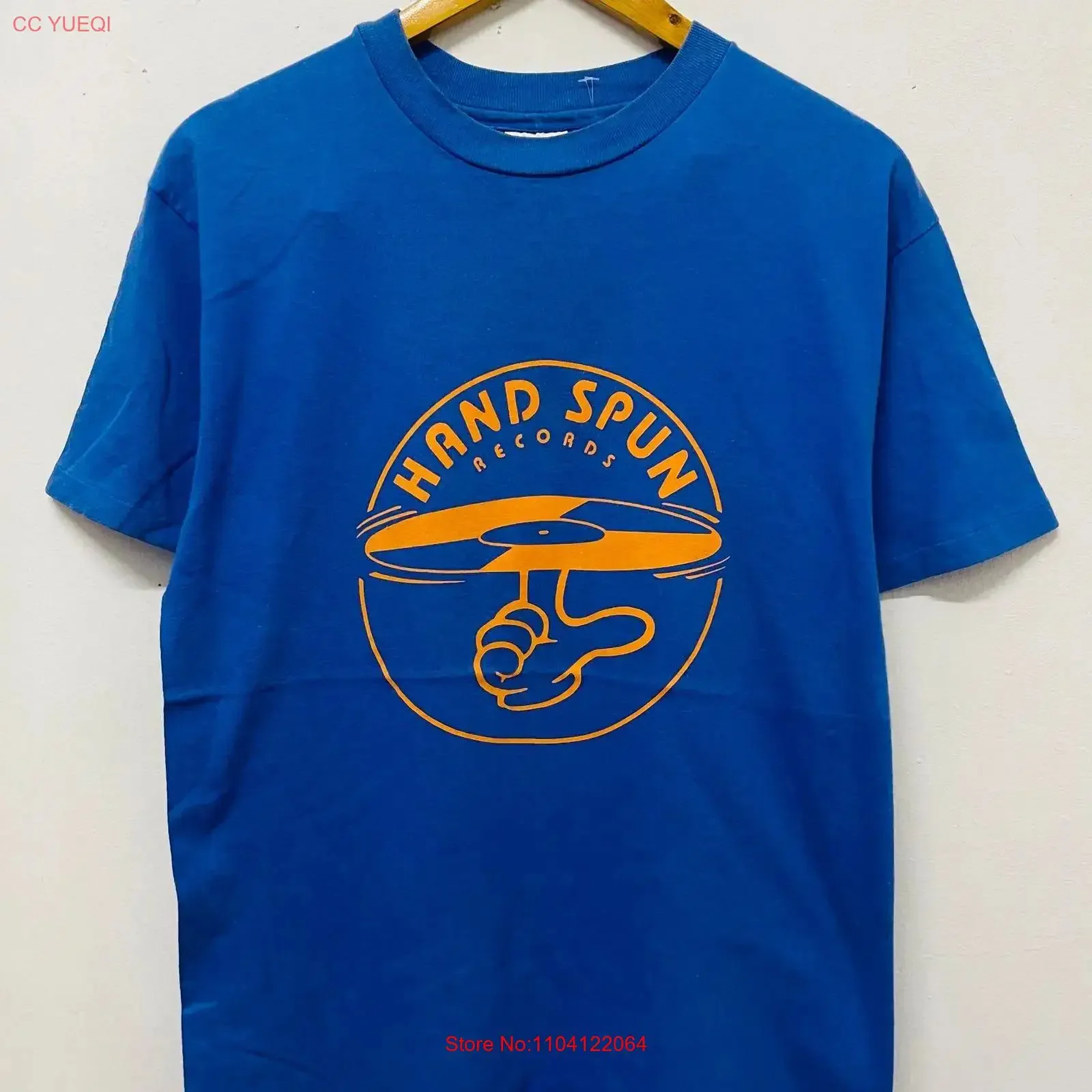 Camiseta Vintage de los 90 con Diseño de Discos de Vinilo, Música Ska, Reggae, Recuerdos de Londres, Estilo Urbano, Azul M, Vintage, Lavada y Elástica