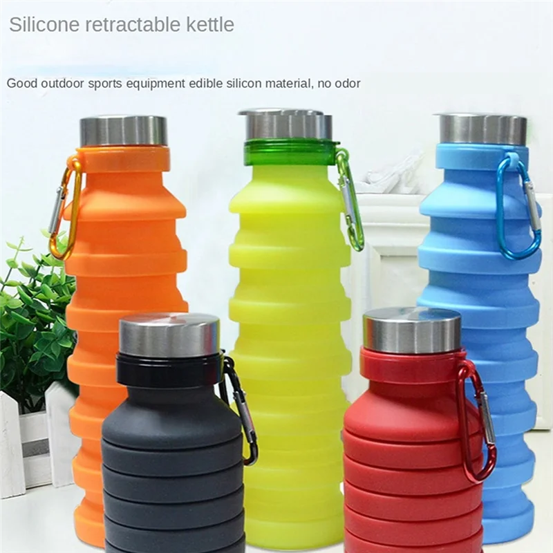 550ML Folding Cup Sports Travel Mug Foldable Collapsible Telescopic Silicone Water Bottle Outdoor Water Cups, Black