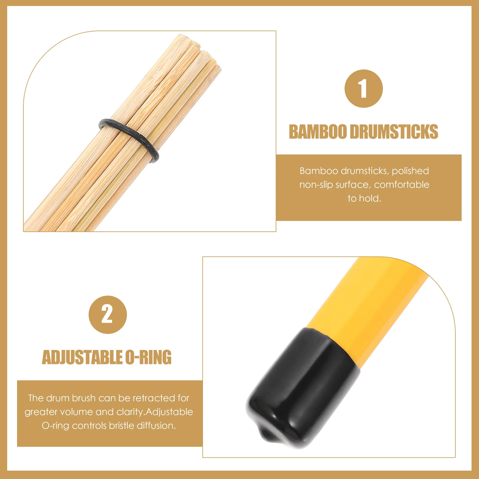 

1Pair Bamboo Drumsticks Professional Durable Rods Drum Mallets Replacement for Percussion Instruments Excellent Sound Quality