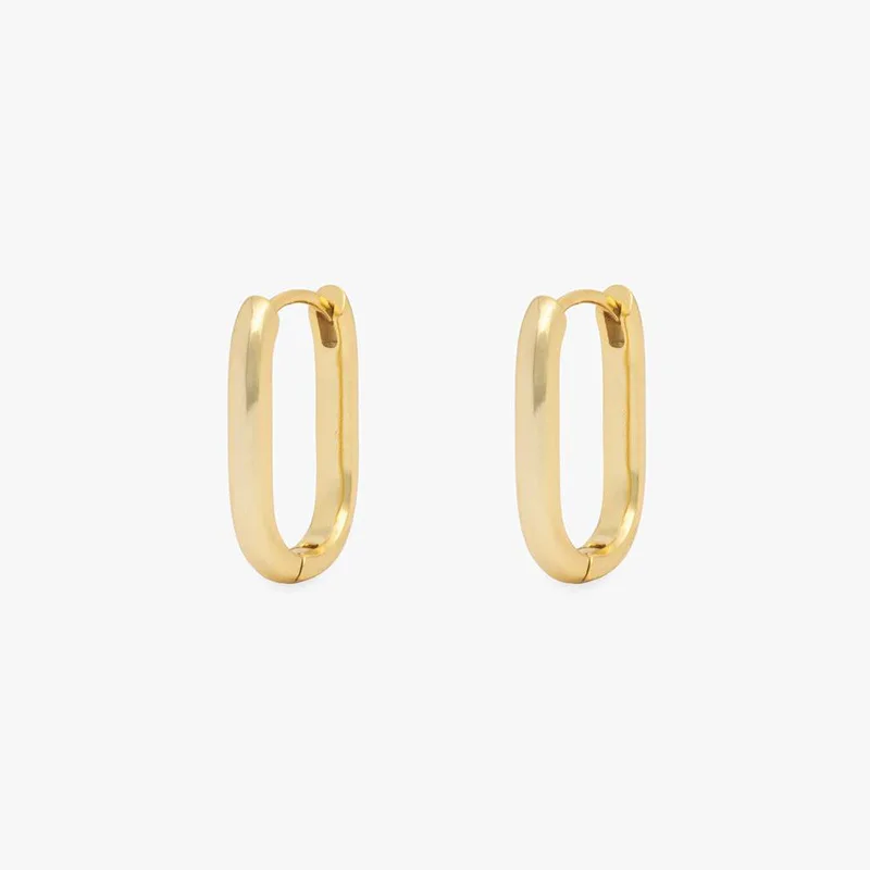 2 STUKS Nieuwe Goud Kleur Vierkante Hoepel Oorbellen Vrouwen Mannen Rvs Huggie Minimalistische Punk Unisex Rock Oorbellen Piercing Sieraden