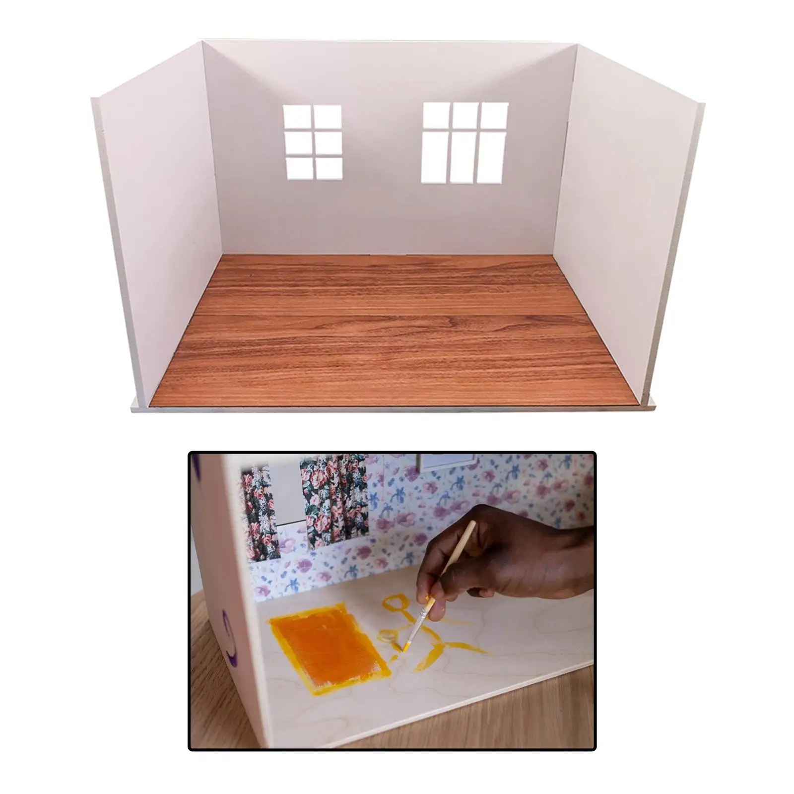 Mini Dollhouse Wall Decoration with Window for Dollhouses Micro Landscape DIY Fitments